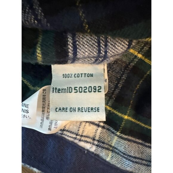 L.L. Bean Womens Scotch Plaid Flannel Shirt Large Zip Hoodie Jacket Tartan Blue - Picture 6 of 7